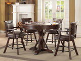 ECI Furniture Complete Gettysburg Round Pub Game Table Complete, Dark Distressed Dark Distressed Wood solids and veneers