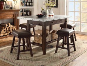 ECI Furniture Gettysburg 24" Saddle Stool, Dark Distressed - Set of 2 Dark Heavily Distressed  Wood solids and veneers