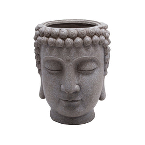 Sagebrook Home Global Gray Buddha Head Planter 13029-03 Gray Polyresin