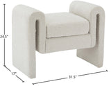 Stylus Boucle Fabric / Engineered Wood / Foam Contemporary Cream Boucle Fabric Bench - 31.5" W x 17" D x 24.5" H
