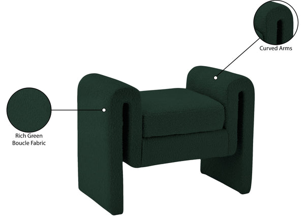 Stylus Boucle Fabric / Engineered Wood / Foam Contemporary Green Boucle Fabric Bench - 31.5" W x 17" D x 24.5" H