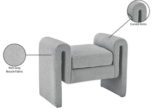 Stylus Boucle Fabric / Engineered Wood / Foam Contemporary Grey Boucle Fabric Bench - 31.5" W x 17" D x 24.5" H