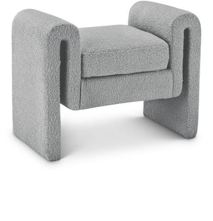 Stylus Boucle Fabric / Engineered Wood / Foam Contemporary Grey Boucle Fabric Bench - 31.5" W x 17" D x 24.5" H