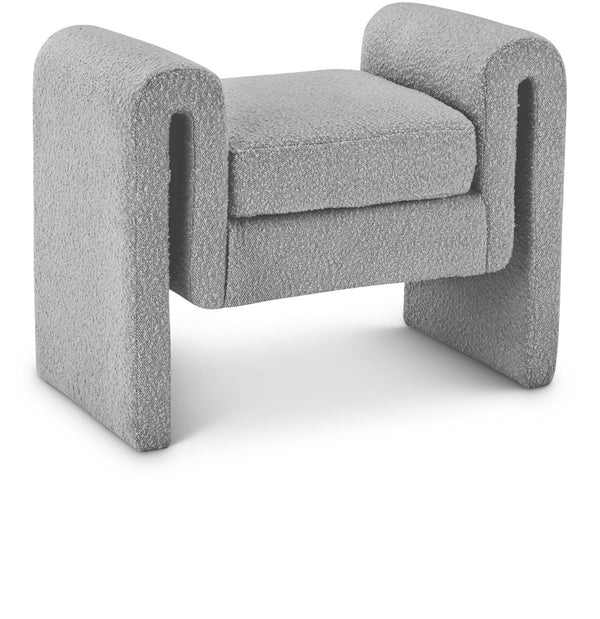 Stylus Boucle Fabric / Engineered Wood / Foam Contemporary Grey Boucle Fabric Bench - 31.5" W x 17" D x 24.5" H
