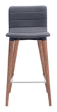 Zuo Modern Jericho 100% Polyester, Plywood, Birch Wood Mid Century Commercial Grade Counter Stool Set - Set of 2 Gray, Brown 100% Polyester, Plywood, Birch Wood