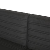 Giovanna Outdoor Aluminum 3 Seater Sofa with Water Resistant Cushions, Black, Natural, and Dark Gray Noble House