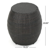 Canary Outdoor Multibrown Wicker 14 Inch Side Table Noble House