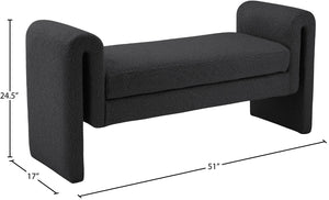 Stylus Boucle Fabric / Engineered Wood / Foam Contemporary Black Boucle Fabric Bench - 51" W x 17" D x 24.5" H