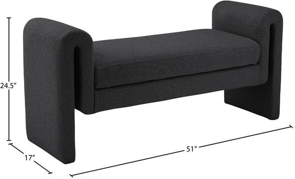 Stylus Boucle Fabric / Engineered Wood / Foam Contemporary Black Boucle Fabric Bench - 51" W x 17" D x 24.5" H