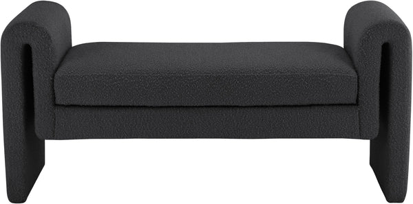 Stylus Boucle Fabric / Engineered Wood / Foam Contemporary Black Boucle Fabric Bench - 51" W x 17" D x 24.5" H