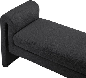 Stylus Boucle Fabric / Engineered Wood / Foam Contemporary Black Boucle Fabric Bench - 51" W x 17" D x 24.5" H