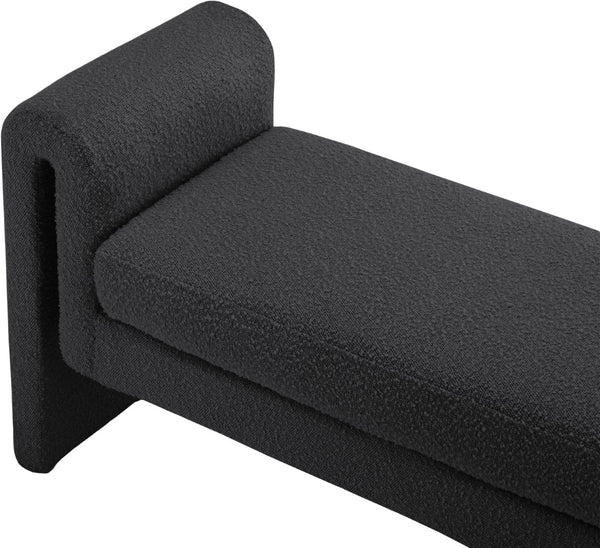 Stylus Boucle Fabric / Engineered Wood / Foam Contemporary Black Boucle Fabric Bench - 51" W x 17" D x 24.5" H