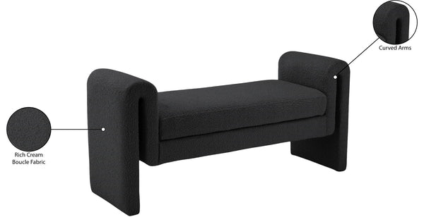 Stylus Boucle Fabric / Engineered Wood / Foam Contemporary Cream Boucle Fabric Bench - 51" W x 17" D x 24.5" H