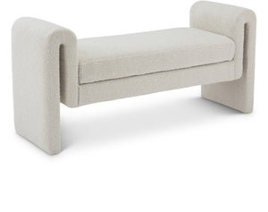 Stylus Boucle Fabric / Engineered Wood / Foam Contemporary Cream Boucle Fabric Bench - 51" W x 17" D x 24.5" H