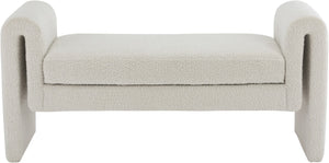 Stylus Boucle Fabric / Engineered Wood / Foam Contemporary Cream Boucle Fabric Bench - 51" W x 17" D x 24.5" H
