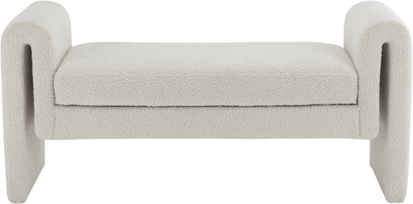 Stylus Boucle Fabric / Engineered Wood / Foam Contemporary Cream Boucle Fabric Bench - 51" W x 17" D x 24.5" H