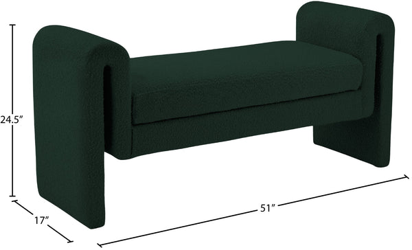 Stylus Boucle Fabric / Engineered Wood / Foam Contemporary Green Boucle Fabric Bench - 51" W x 17" D x 24.5" H