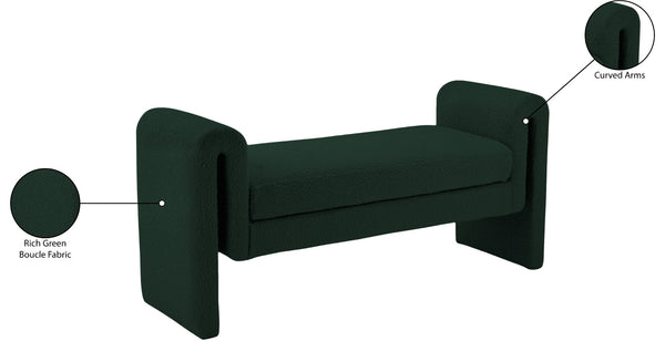 Stylus Boucle Fabric / Engineered Wood / Foam Contemporary Green Boucle Fabric Bench - 51" W x 17" D x 24.5" H