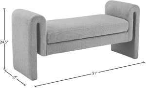 Stylus Boucle Fabric / Engineered Wood / Foam Contemporary Grey Boucle Fabric Bench - 51" W x 17" D x 24.5" H