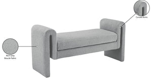 Stylus Boucle Fabric / Engineered Wood / Foam Contemporary Grey Boucle Fabric Bench - 51" W x 17" D x 24.5" H