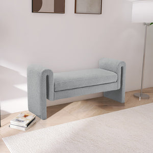 Stylus Boucle Fabric / Engineered Wood / Foam Contemporary Grey Boucle Fabric Bench - 51" W x 17" D x 24.5" H