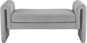 Stylus Boucle Fabric / Engineered Wood / Foam Contemporary Grey Boucle Fabric Bench - 51" W x 17" D x 24.5" H