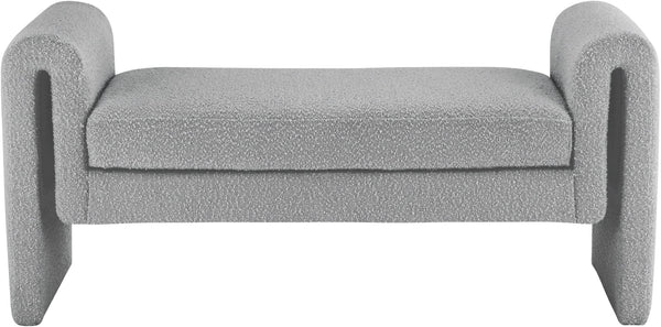 Stylus Boucle Fabric / Engineered Wood / Foam Contemporary Grey Boucle Fabric Bench - 51" W x 17" D x 24.5" H
