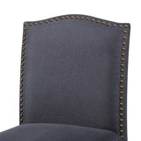 Darren Contemporary Upholstered Barstools with Nailhead Trim, Dark Charcoal and Walnut Noble House