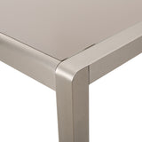 Cape Coral Outdoor Aluminum Dining Table with Tempered Glass Table Top, Gray Noble House