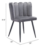 English Elm EE2688 100% Polyester, Plywood, Steel Modern Commercial Grade Dining Chair Set - Set of 2 Dark Gray, Black 100% Polyester, Plywood, Steel