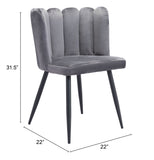 Zuo Modern Adele 100% Polyester, Plywood, Steel Modern Commercial Grade Dining Chair Set - Set of 2 Dark Gray, Black 100% Polyester, Plywood, Steel