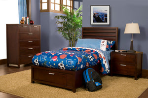 Alpine Furniture Urban Twin Storage Bed, Merlot 1888-12T Merlot Plantation Mahogany Solids & Okoume Veneer 43 x 80 x 46