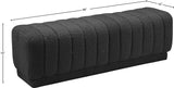 Heathrow Boucle Fabric / Engineered Wood / Foam Contemporary Black Boucle Fabric Ottoman/Bench - 52" W x 16" D x 16" H