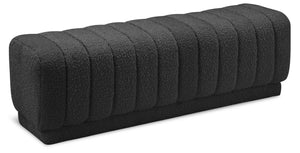 Heathrow Boucle Fabric / Engineered Wood / Foam Contemporary Black Boucle Fabric Ottoman/Bench - 52" W x 16" D x 16" H