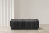 Heathrow Boucle Fabric / Engineered Wood / Foam Contemporary Black Boucle Fabric Ottoman/Bench - 52" W x 16" D x 16" H