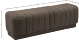 Heathrow Boucle Fabric / Engineered Wood / Foam Contemporary Brown Boucle Fabric Ottoman/Bench - 52" W x 16" D x 16" H