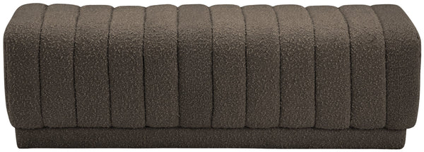 Heathrow Boucle Fabric / Engineered Wood / Foam Contemporary Brown Boucle Fabric Ottoman/Bench - 52" W x 16" D x 16" H