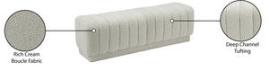 Heathrow Boucle Fabric / Engineered Wood / Foam Contemporary Cream Boucle Fabric Ottoman/Bench - 52" W x 16" D x 16" H