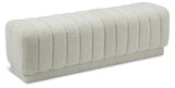 Heathrow Boucle Fabric / Engineered Wood / Foam Contemporary Cream Boucle Fabric Ottoman/Bench - 52" W x 16" D x 16" H