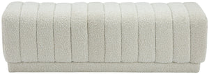 Heathrow Boucle Fabric / Engineered Wood / Foam Contemporary Cream Boucle Fabric Ottoman/Bench - 52" W x 16" D x 16" H