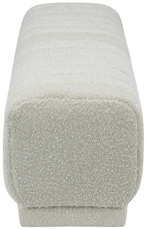 Heathrow Boucle Fabric / Engineered Wood / Foam Contemporary Cream Boucle Fabric Ottoman/Bench - 52" W x 16" D x 16" H
