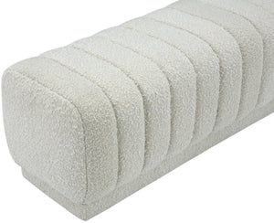 Heathrow Boucle Fabric / Engineered Wood / Foam Contemporary Cream Boucle Fabric Ottoman/Bench - 52" W x 16" D x 16" H