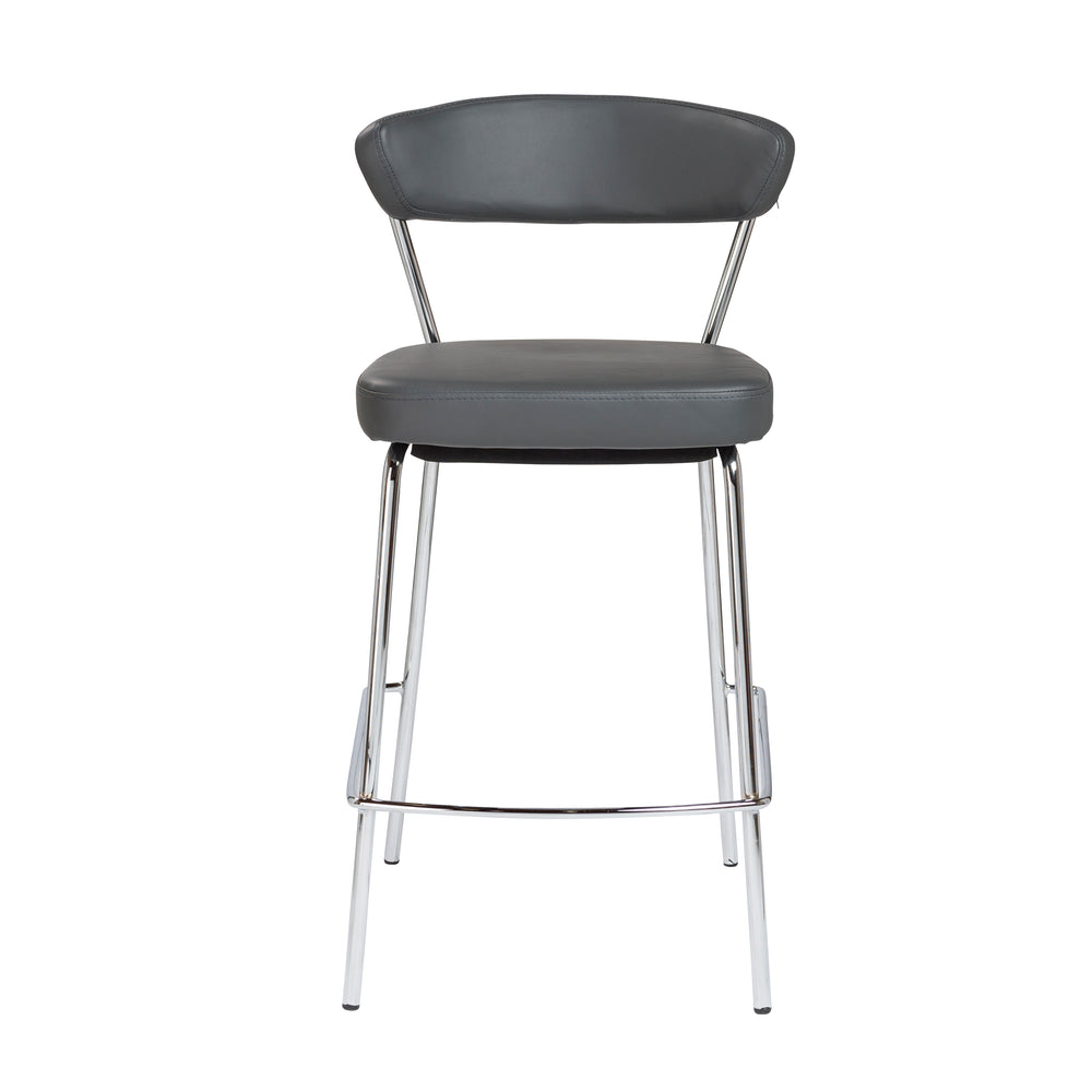 Draco-C Counter Stool In Gray With Chrome Base  Frame And Base - Set Of 2