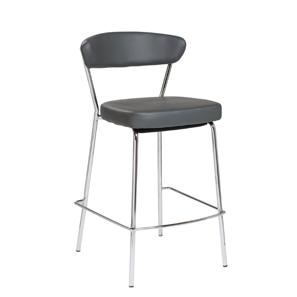 Draco-C Counter Stool In Gray With Chrome Base  Frame And Base - Set Of 2