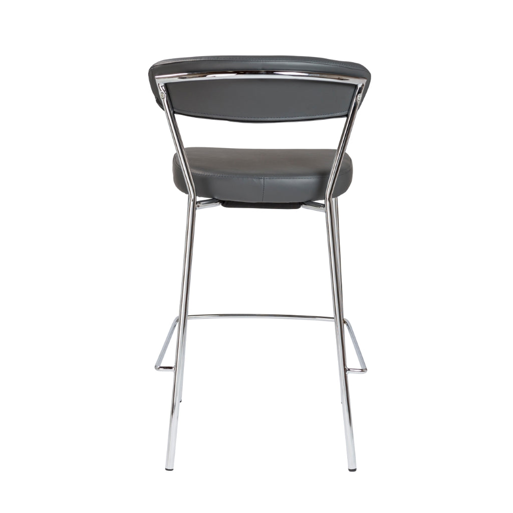 Draco-C Counter Stool In Gray With Chrome Base  Frame And Base - Set Of 2