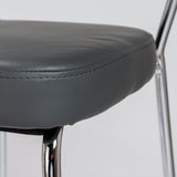 Draco-C Counter Stool In Gray With Chrome Base  Frame And Base - Set Of 2