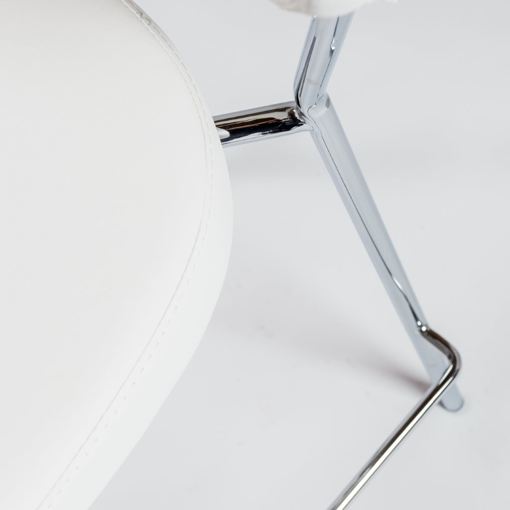 Draco-C Counter Stool In White With Chrome Base  Frame And Base - Set Of 2