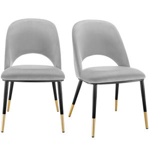 Alby Side Chair in Gray with Black Legs - Set of 2