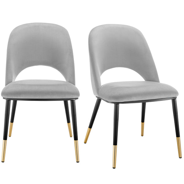 Alby Side Chair in Gray with Black Legs - Set of 2