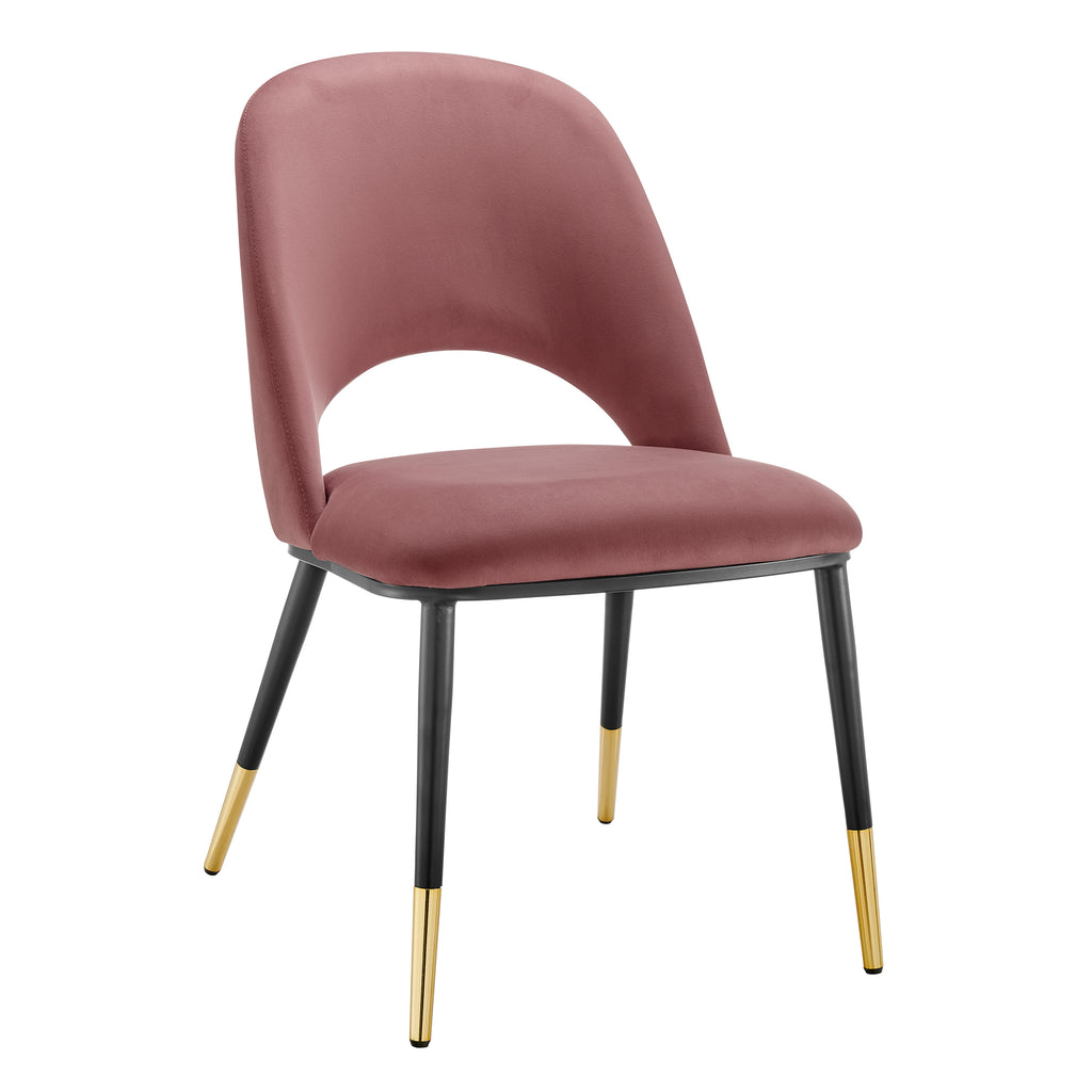 Alby Side Chair in Rose with Black Legs - Set of 2